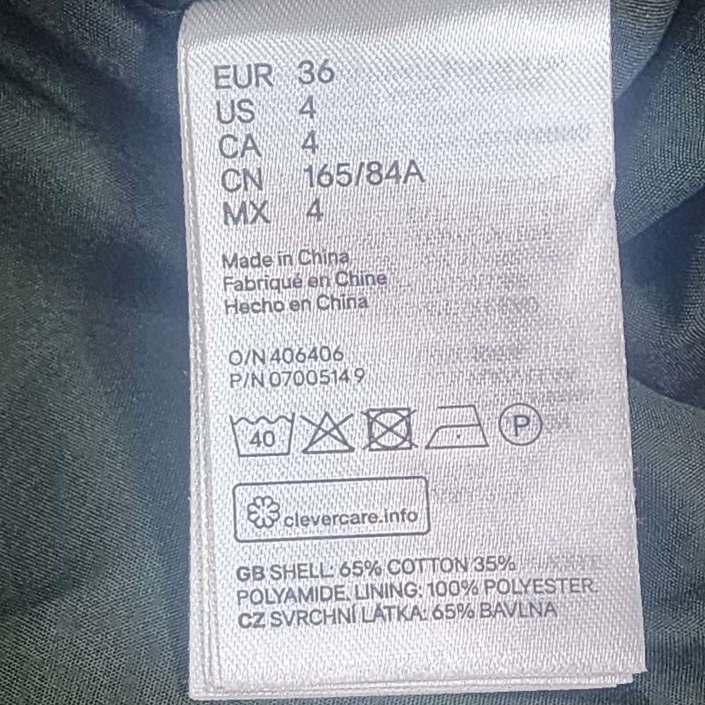 H&M Utility Jacket Olive Green Hooded Drawstring Hem Womens Size‎ 4 - Picture 6 of 8